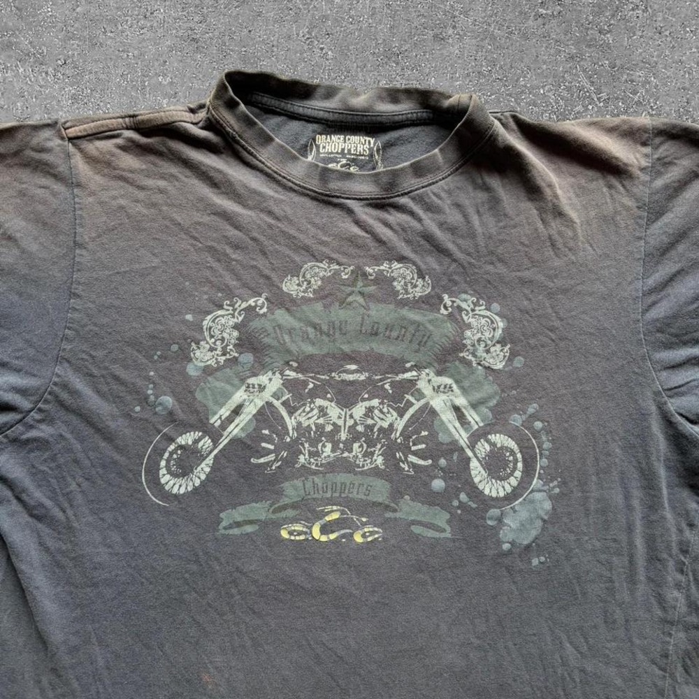 Orange County Choppers Mens XL T Shirt Faded Grey Biker Y2K Skater Graphic Tee